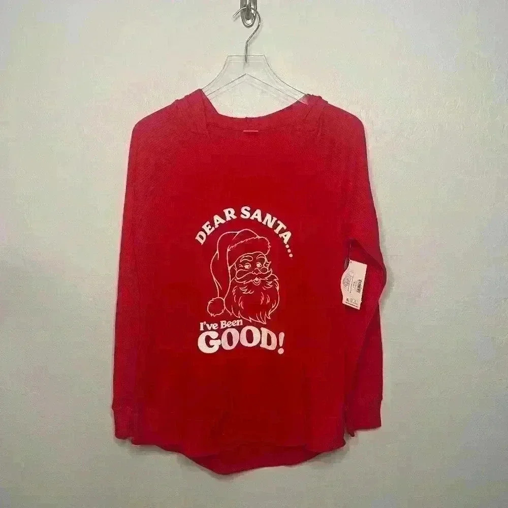 Holiday Time "Dear Santa I've Been Good" Long Sleeve Top Small NWT